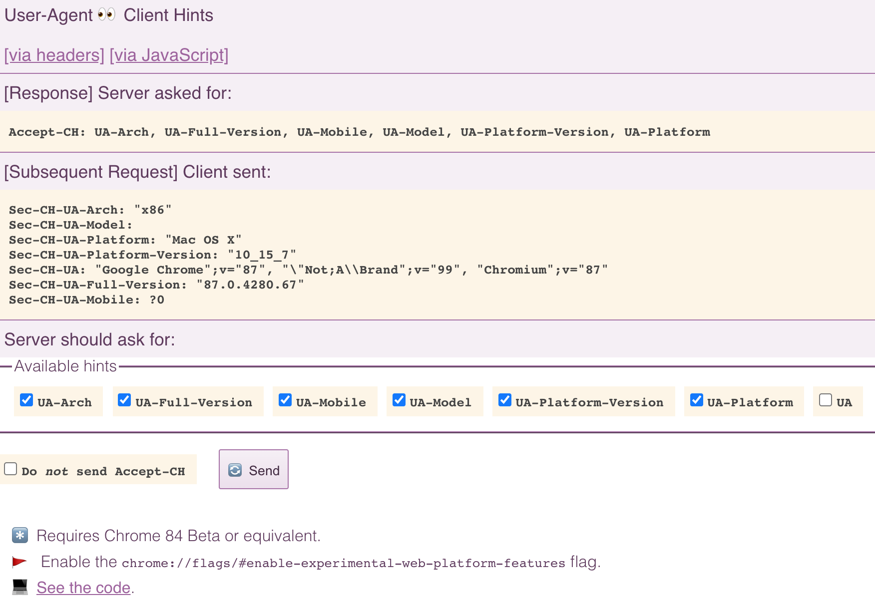User-Agent Client Hints demo